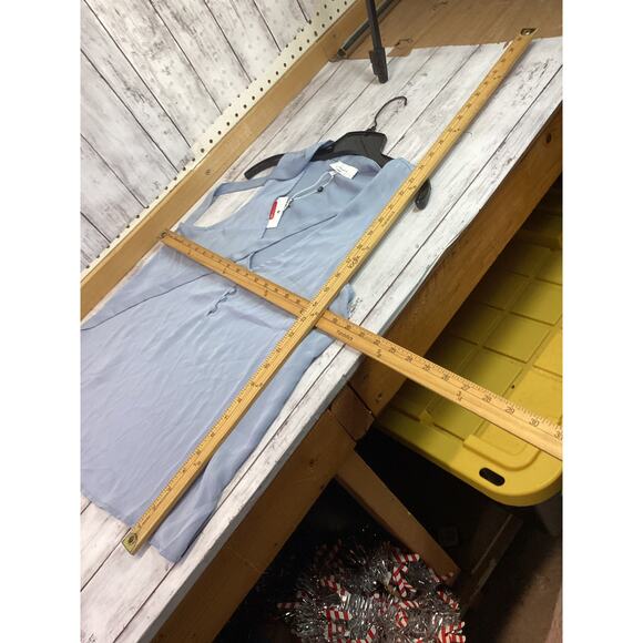 L'Academie The 70's Sleeveless Sateen V-neck Self Tie Blouse Color Blue Size M - Picture 5 of 6